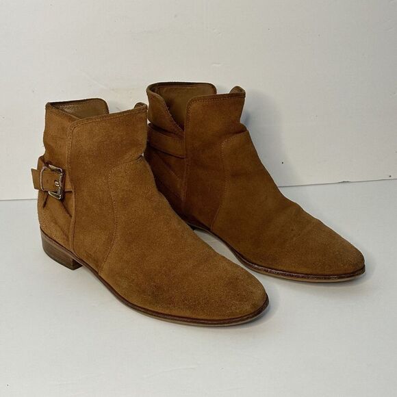 MICHAEL KORS Luggage Brown Suede Leather SALEM Ankle Bootie Boots 8.5 - Picture 3 of 10